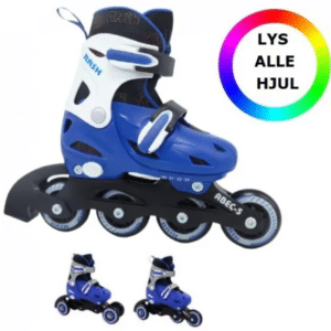 RASK Rulleskøjte 3-i-1 Blå LED - Justerbar over hele 4 sko-numre med smart kliksystem Str. 27-30 (fra 17-19 cm lang)