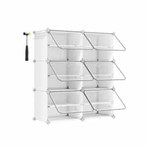 Skoskab - opbevaringsskab til sko - skoreol med 6 rum - hvid - Reoler og hylder > Skoreoler og skostativer - Daily-Living