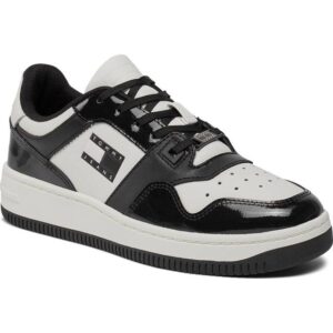 Tommy Jeans Lædersneakers Sko Dame - Sort Hvid