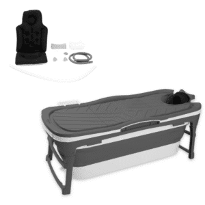 Tubfamily - Foldebadekar til voksne - Med låg - 143cm/Grå -. Ekstra 300 cm luksusslange, sort badepude, lækker opbevaringspose samt ekstra prop inkl. Værdi kr. 798,-.