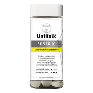 UniKalk Silver 10 tyggetablet med citrussmag - 90 tyggetabl.