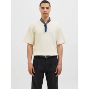 Jack & Jones Cremefarvet Oversized T-shirt Med Ribber Hvid