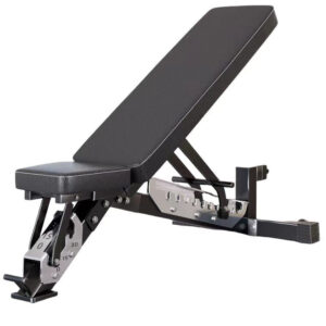 Justerbar, foldbar træningsbænk i stål og PU-læder