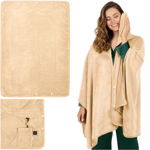 Varmetæppe 160x90 cm Til ryg og skuldre, beige og blødt materiale