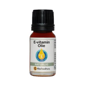 E-vitamin olie naturlig 10 ml - Højt antioxidantindhold, indeholder 30% økologisk solsikkeolie - Hedenhus - Til hudpleje