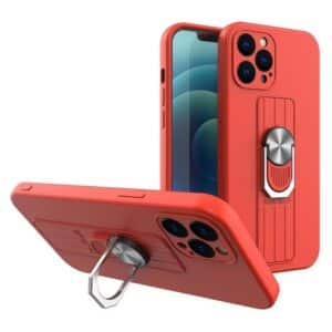 Hurtel Ring Case silicone case with finger holder and stand for Xiaomi Redmi Note 11 Pro Red