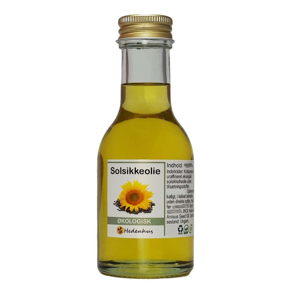 Økologisk koldpresset solsikkeolie 100 ml - rig på vitaminer A, C, D, E, let absorberet - Hedenhus