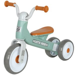 Balancecykel til småbørn uden pedaler, 3 lydløse hjul til 12-36 måneder drenge og piger, indendørs udendørs, grøn