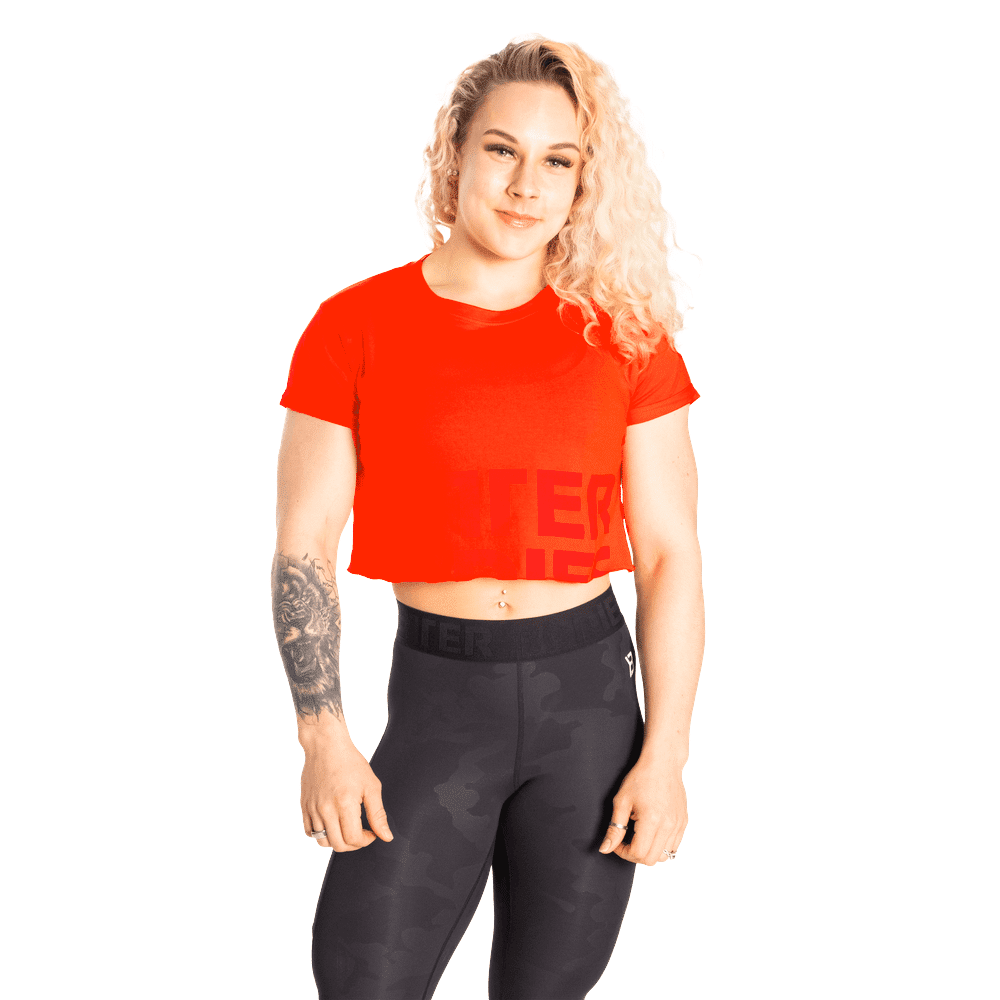 Better Bodies Astoria Cropped Tee Sunset Red - Træningstøj til Kvinder