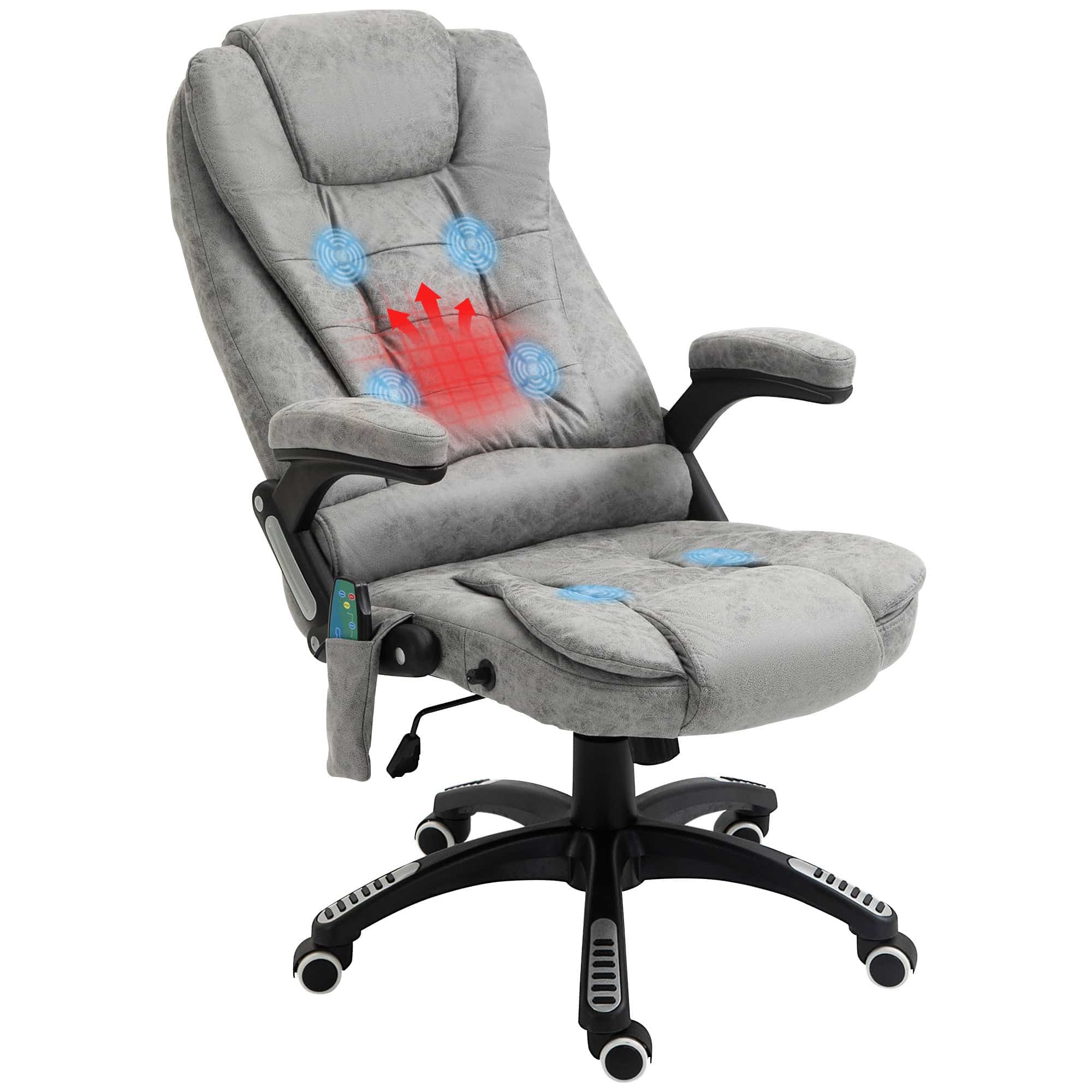 Executive-stol med massage- og varmefunktion, ergonomisk, justerbar, op til 120 kg, grå