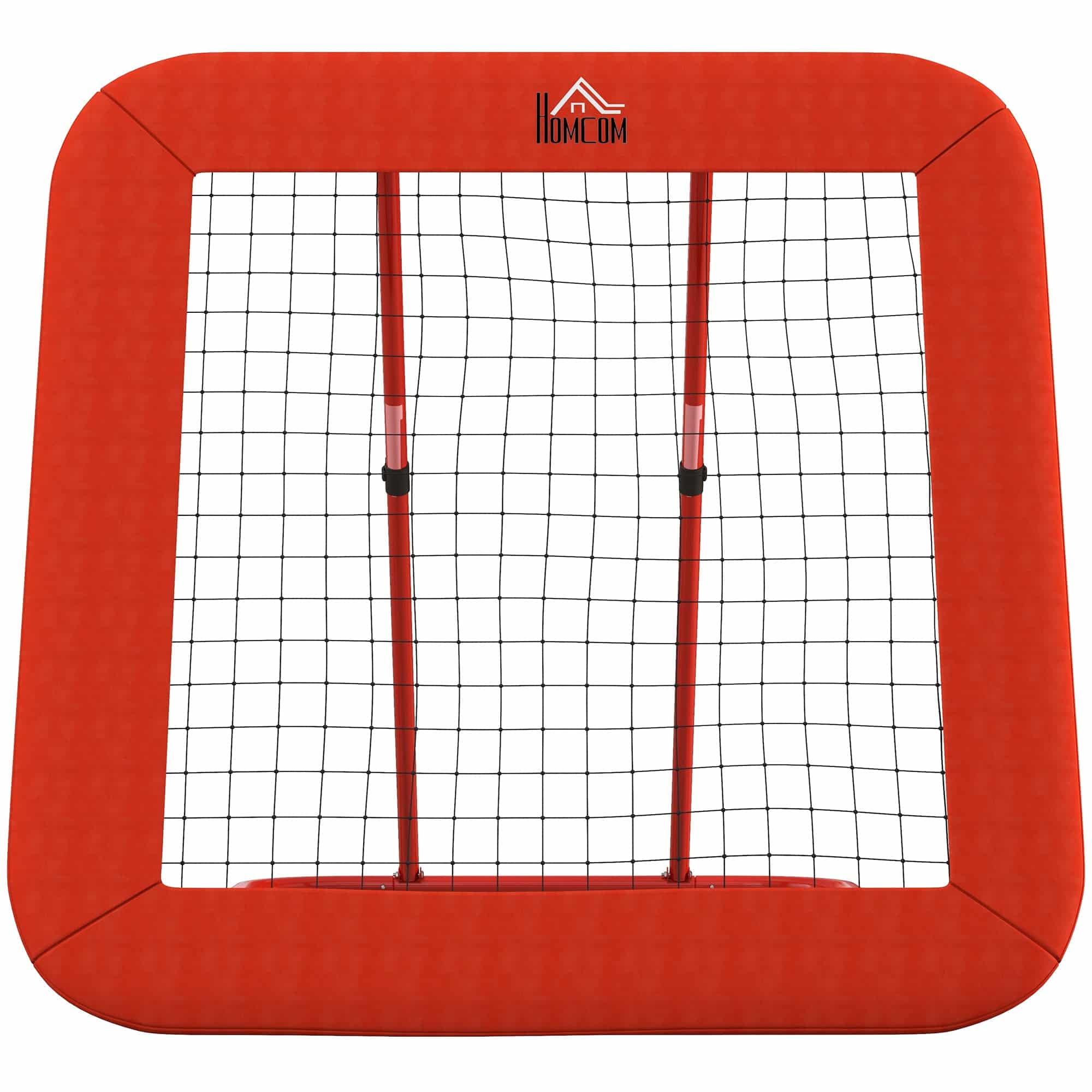 Fodbold rebound net, justerbart, foldbart, metalramme, all-weather pe net, inkluderer pløkker, rød