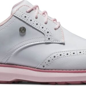 FootJoy Traditions (2025) Vandtætte Dame Golfsko Uden Spikes - White/White/Pink - Str. 36 1/2 Normal
