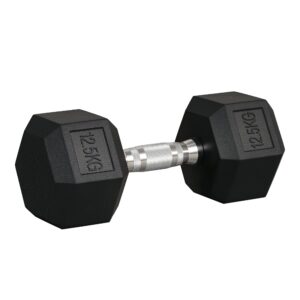 Håndvægte med riflet greb, støbejernshåndvægt, 1 x 12,5 kg, håndvægte til mænd og kvinder, håndvægt til hjemmet, fitnesscenter, styrketræning