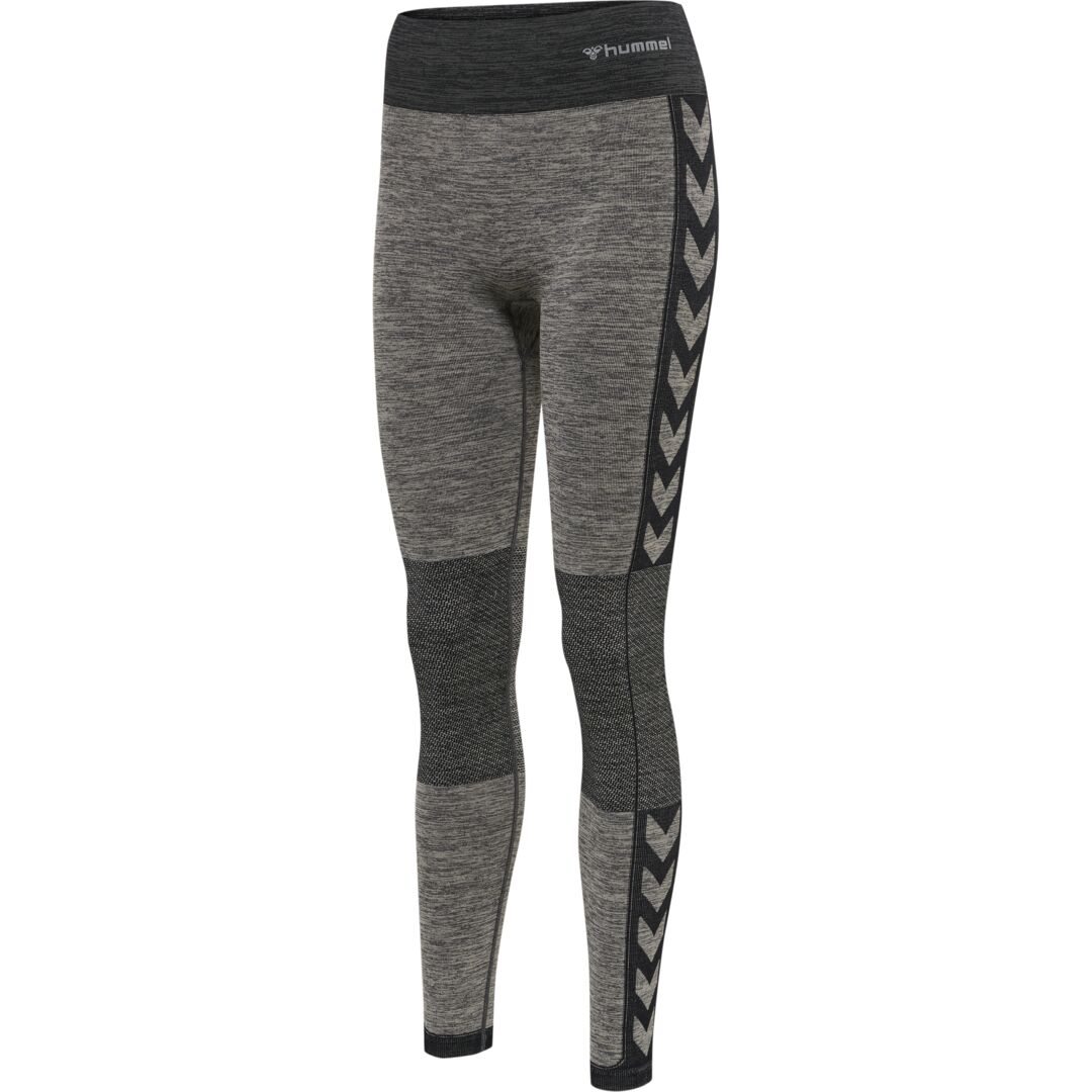 Hummel CLEA Seamless Mid Waist Tights – Chateau Gray/Black Melange - Træningstøj til Kvinder