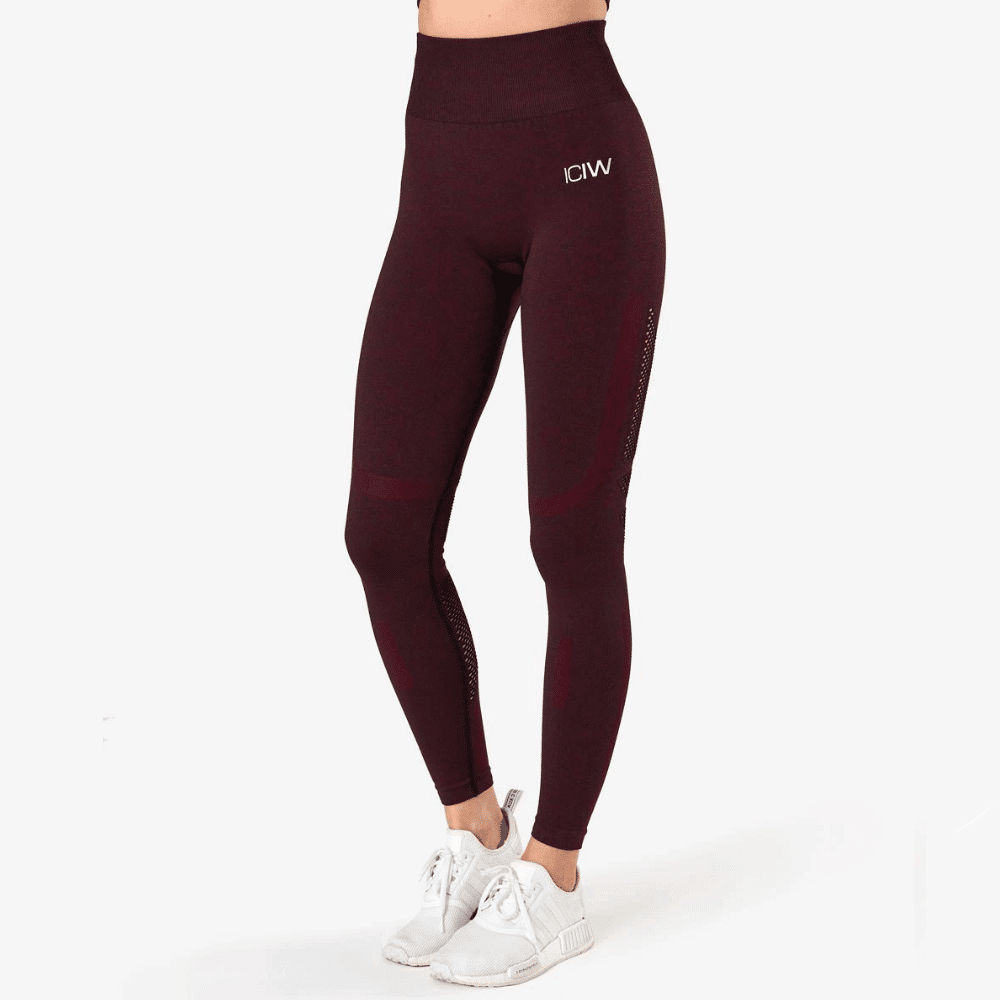ICANIWILL Queen Mesh Tights Burgundy Melange Wmn - Træningstøj til Kvinder