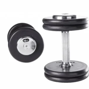 Lifemaxx Håndvægt 10 kg - Lige stålstang med 145 mm greb og riflet overflade - Kompakt hoved belagt med slidstærkt gummi