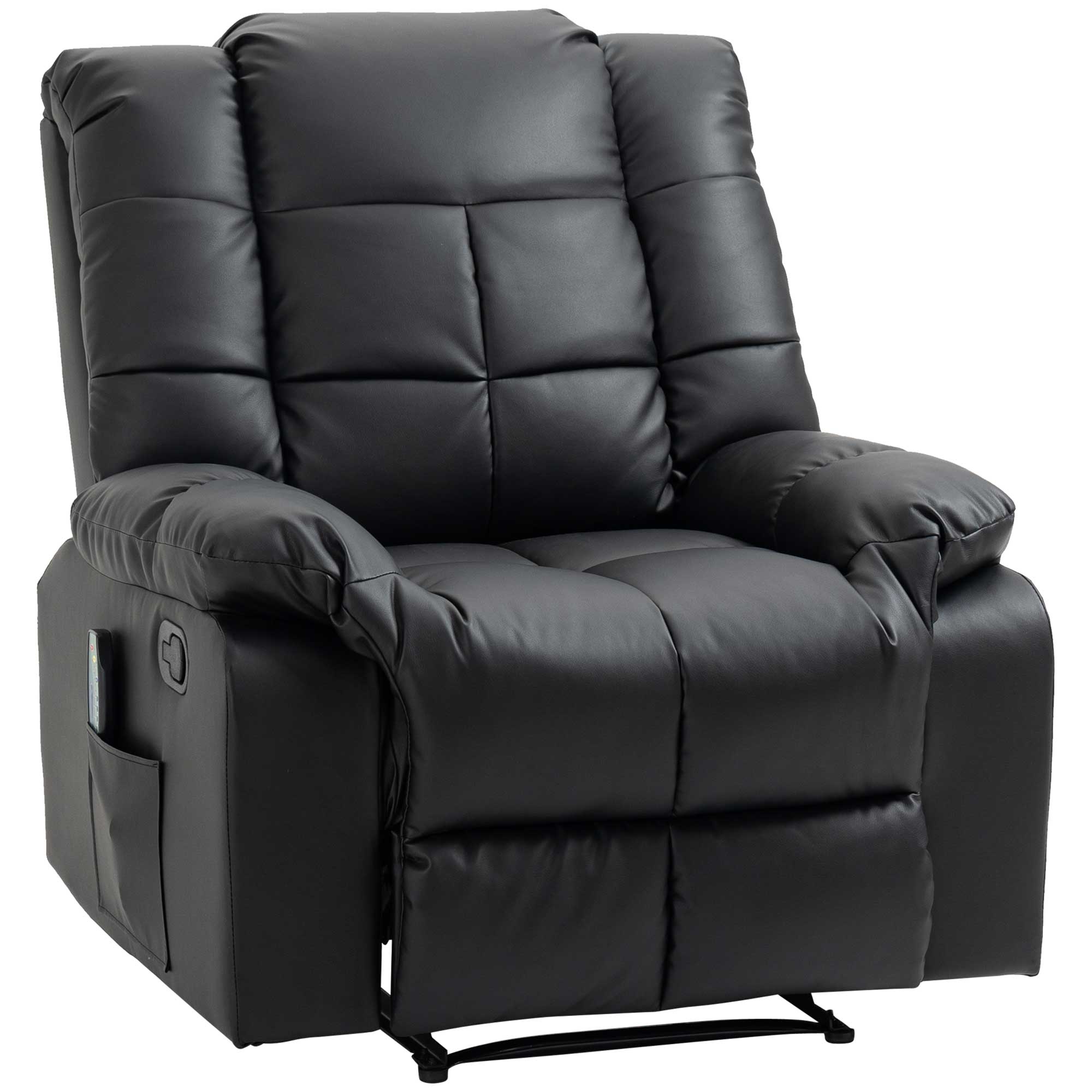 Massagestol, afslappende stol, 8 vibrationspunkter, hvilefunktion, kunstlæder, sort, 94x99x99cm