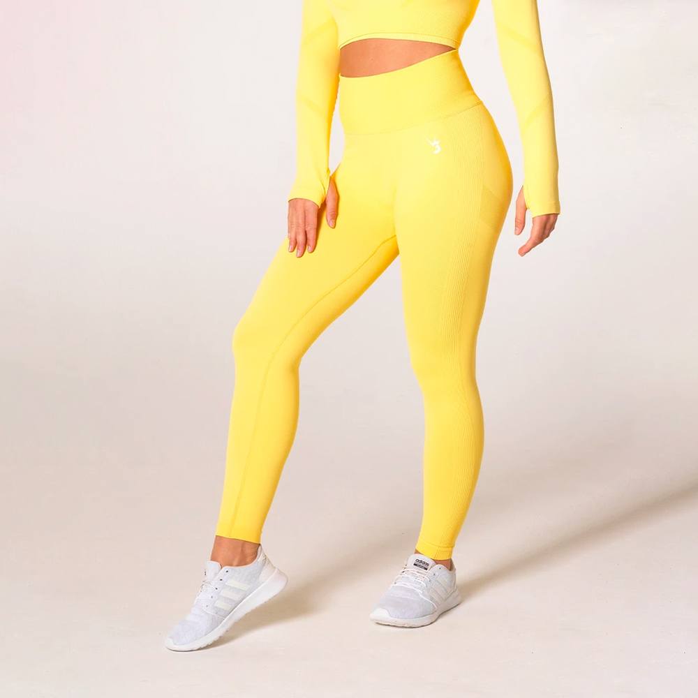 V3 Apparel Define Seamless Scrunch Leggings - Lemon - Træningstøj til Kvinder
