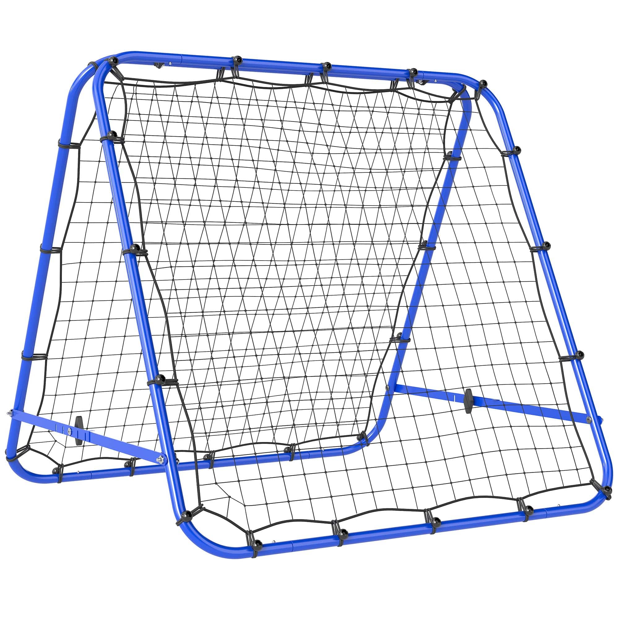 Dobbeltsidet rebounder til fodbold, justerbar reboundvæg med 5 vinkelpositioner, 100 x 68-95 cm kickback-mål til ungdom, reboundvæg til håndboldtræning, blå