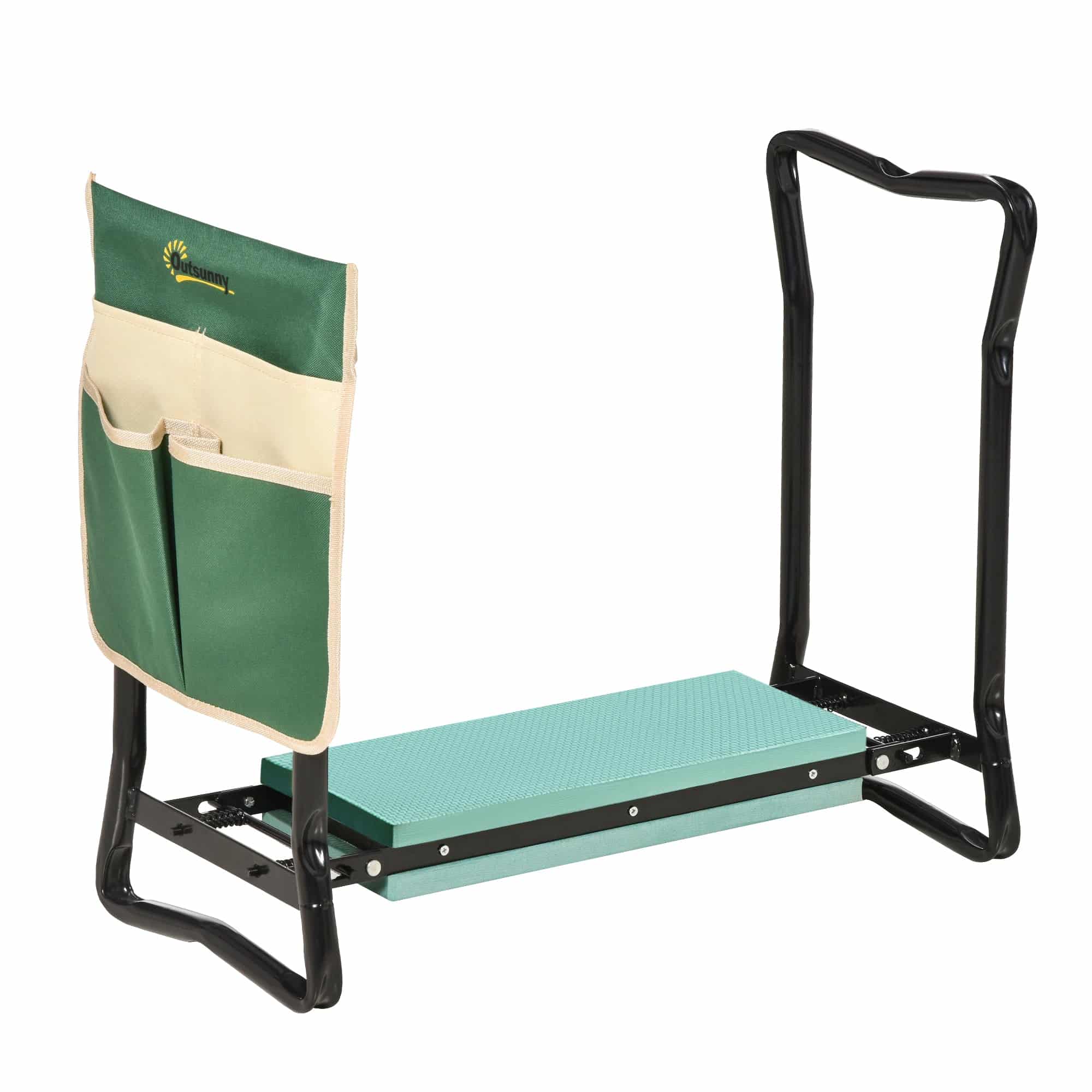 Knæbænk, foldbar haveskammel, 2-i-1, knæstøtte, med værktøjstaske, EVA-skum, 58 x 28 x 49 cm