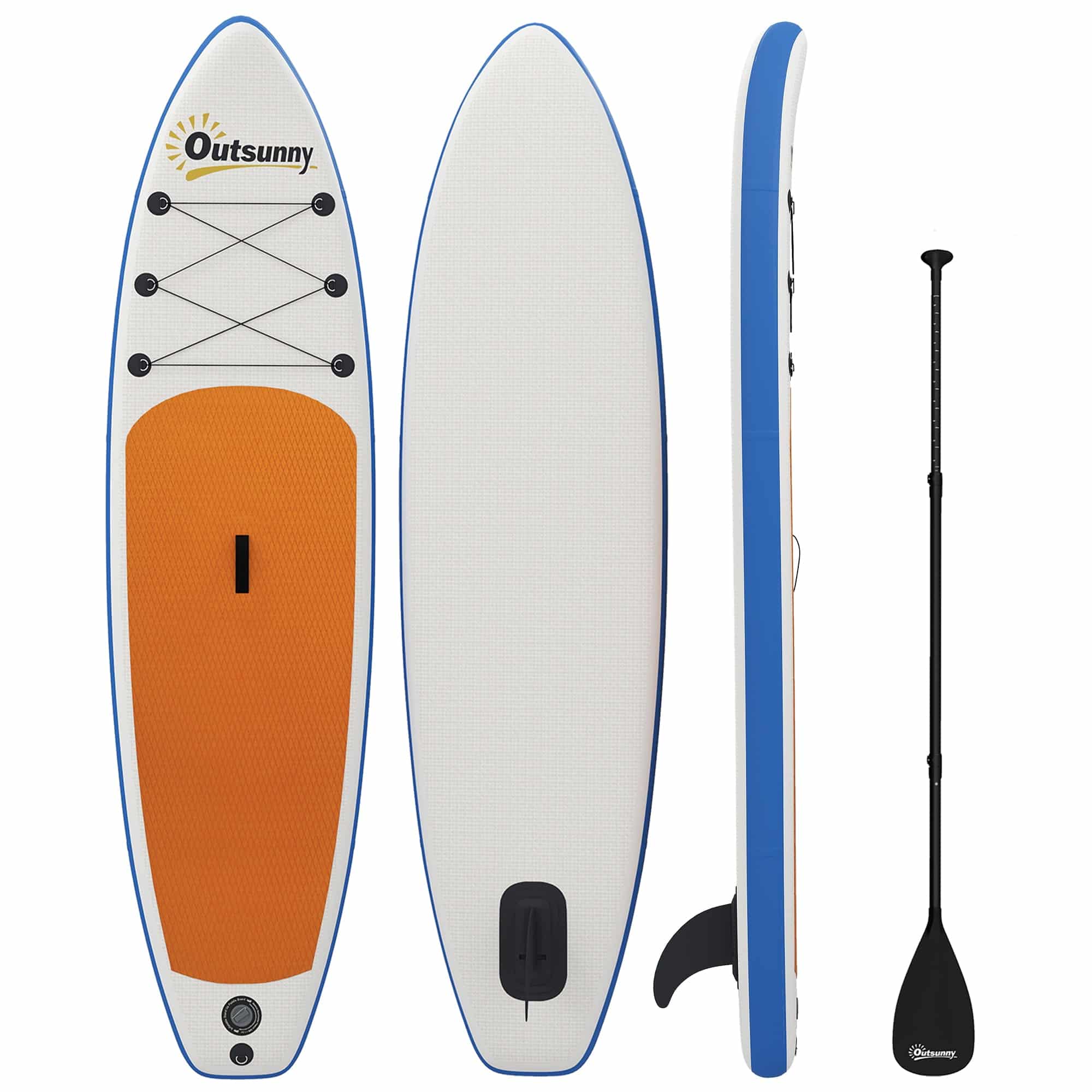 Oppusteligt Stand Up Paddleboard-sæt 305 cm SUP-board med aluminiumspadel, aftagelig finne og fodrem