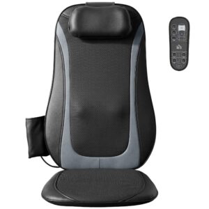 Shiatsu-rygmassager med varme, dybdegående massage og 3-niveau sædevibration, massageapparat til rygsmerter