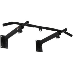 Væg- eller loftsmonteret pull-up-stang, belastningskapacitet op til 150 kg, multifunktionel pull-up-stang med skridsikre greb, øjer for sikker og stabil brug, stål, sort